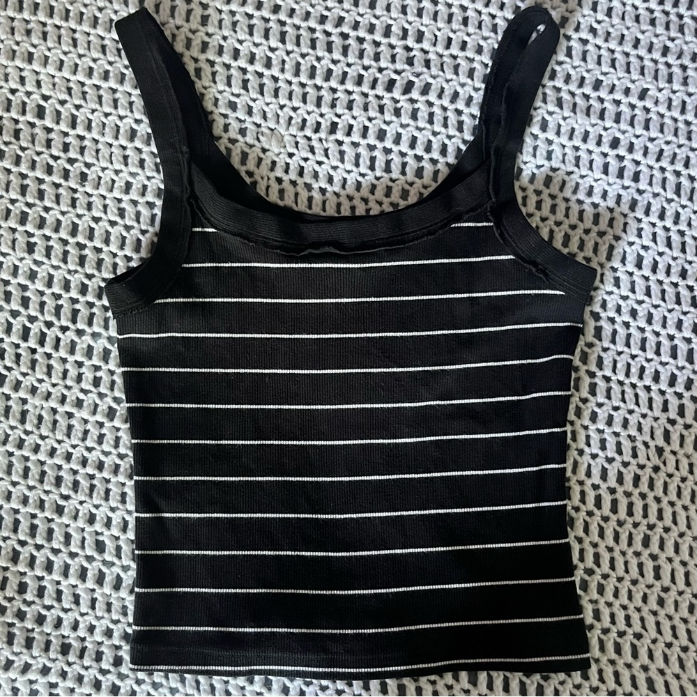 Black and white striped tank top size small